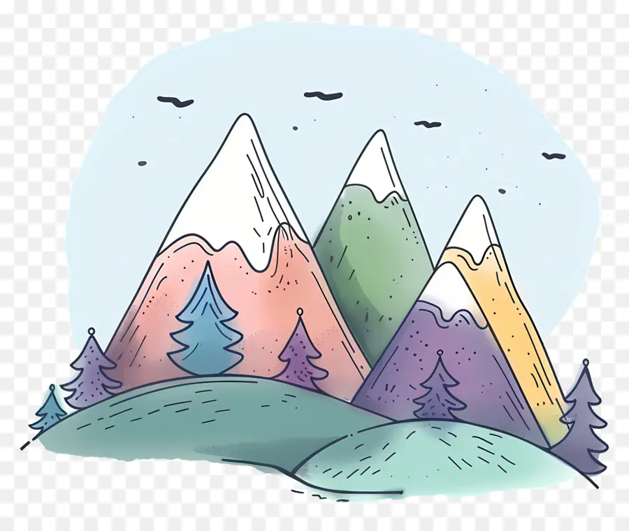 Mountain De Doodle，Paysage De Montagne PNG