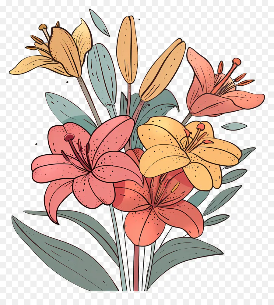 Bouquet De Lys，Orange Lys PNG