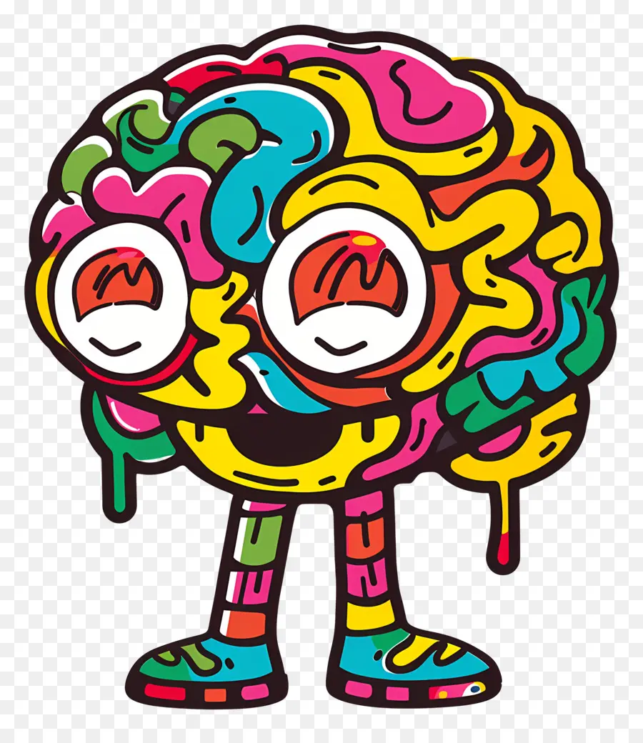 Dessin Animé Cerveau，Coloré PNG