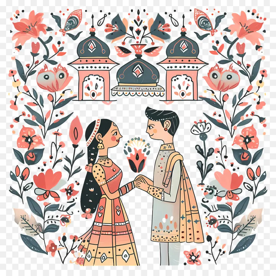 Mariage Indien，Mariée Et Le Marié PNG