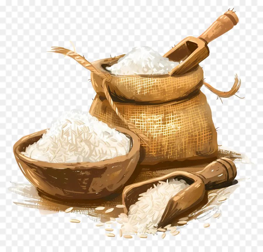 Riz，Cuillères En Bois PNG