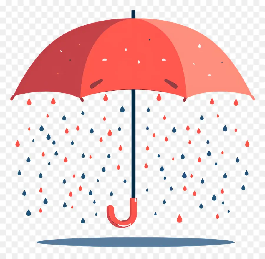 Parapluie Rouge，Les Gouttes De Pluie PNG