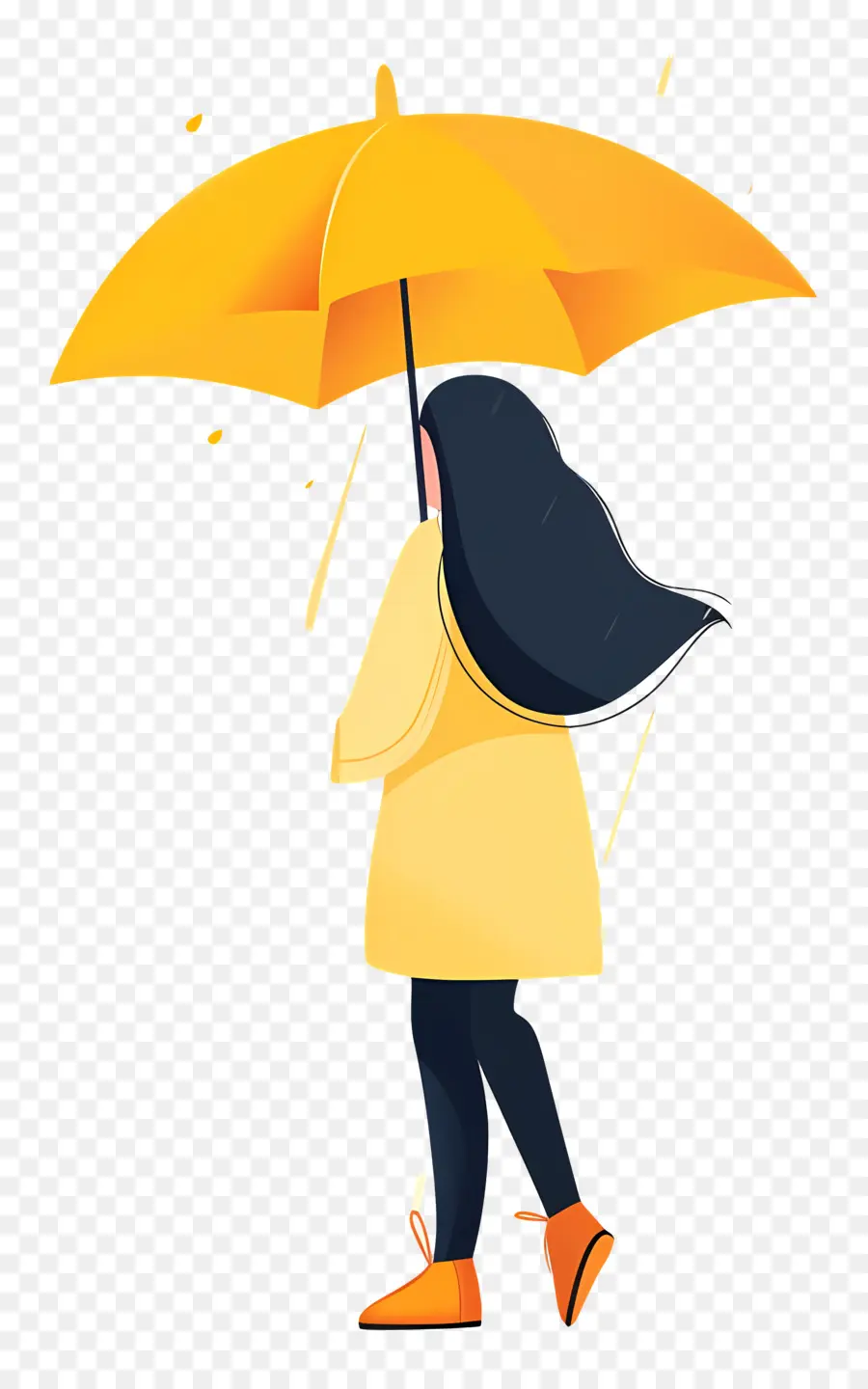 Femelle Tenant Parapluie，La Pluie PNG