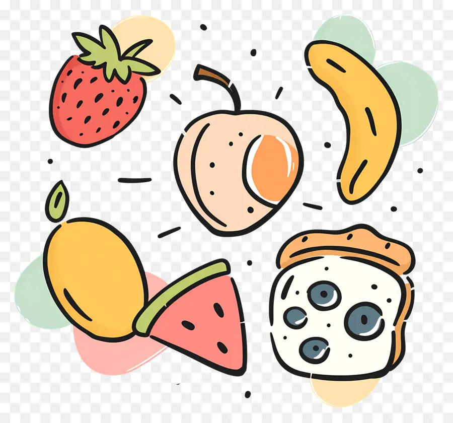 Doodle Alimentaire，Fruits PNG