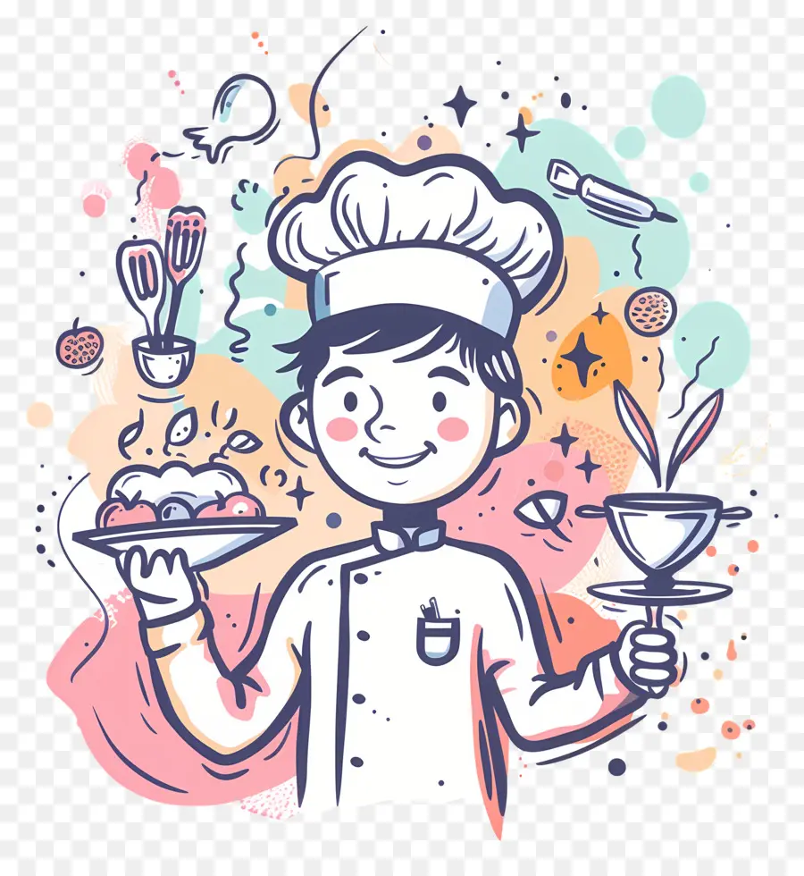 Doodle Chef，Dessin Animé Chef PNG