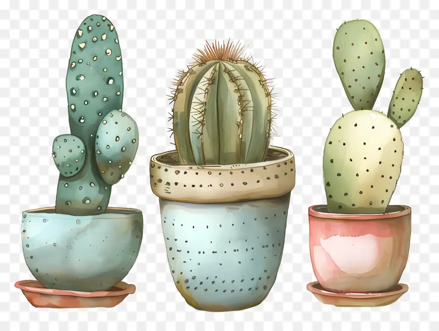 Cactus En Pot，Peinture à L'aquarelle PNG