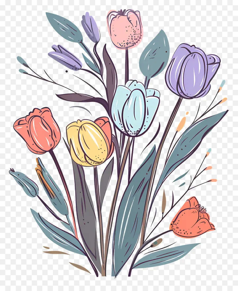 Bouquet De Tulipes，Les Tulipes PNG