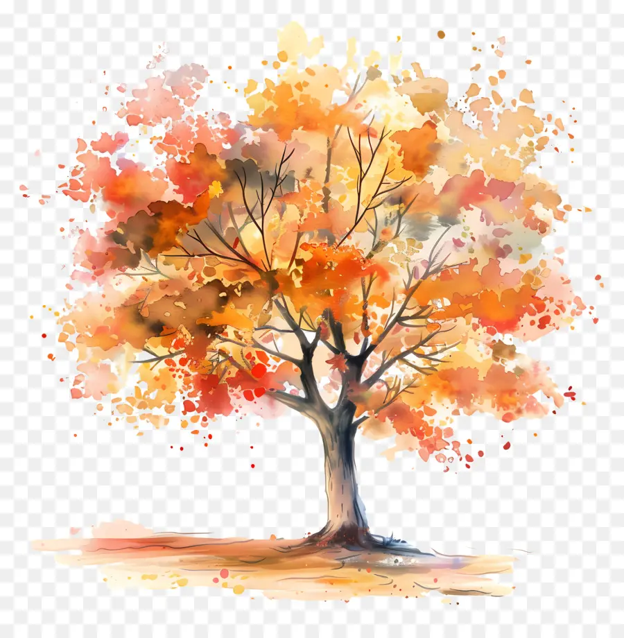 Automne, Arbre，Peinture à L'aquarelle PNG