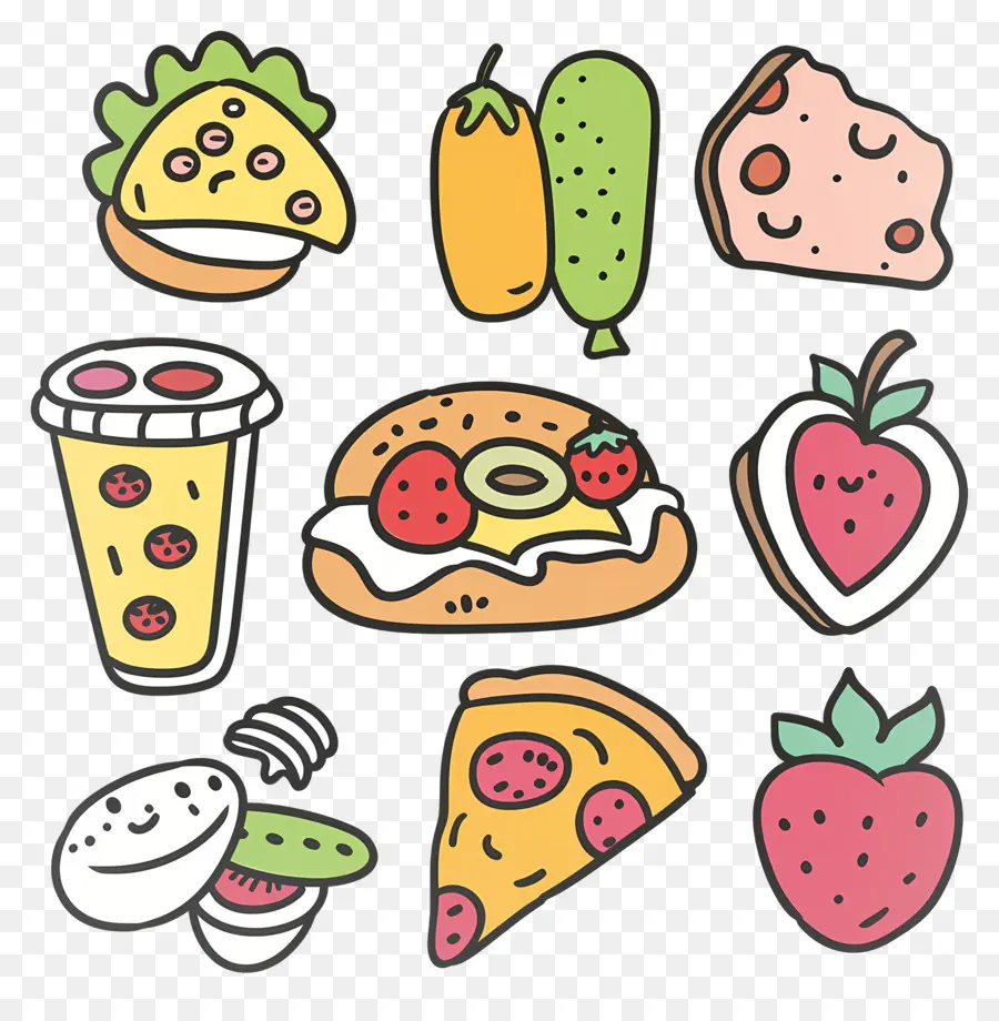 Doodle Alimentaire，Pizza PNG