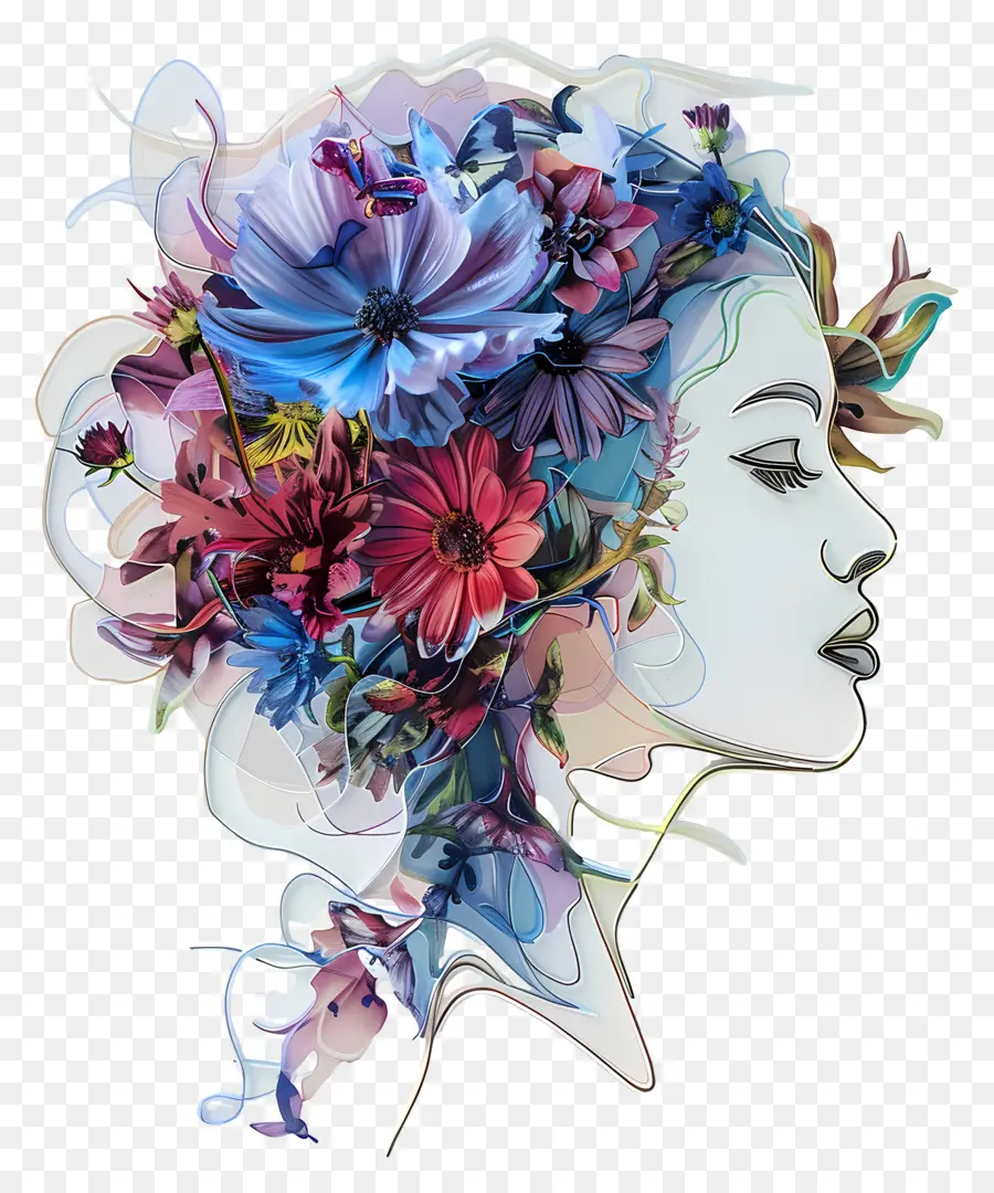 De Fille De Fleur，Flower Face Art PNG