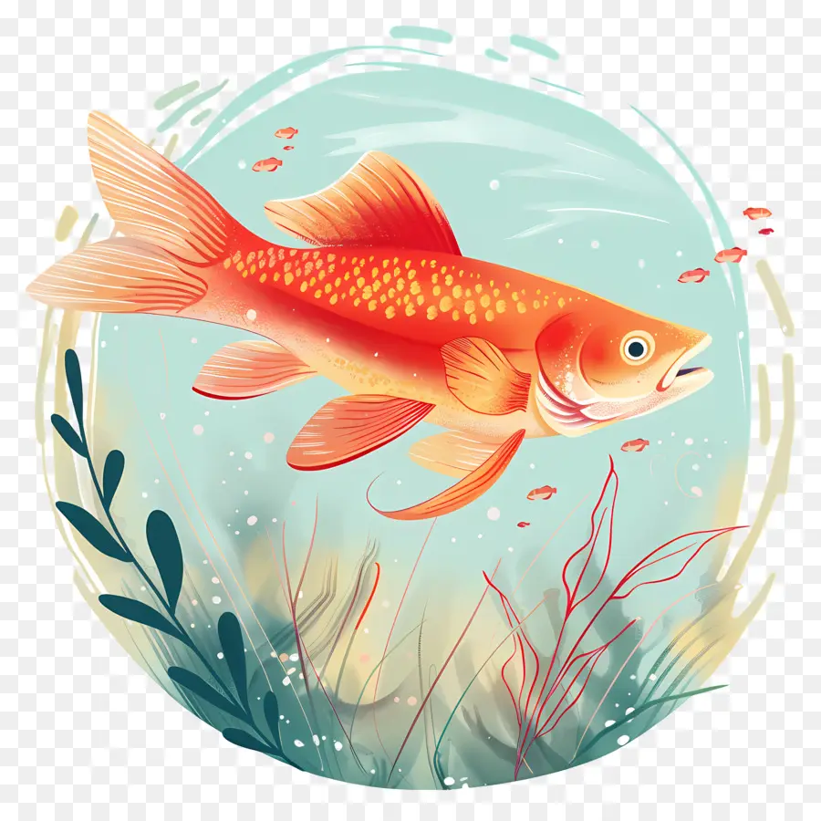 Les Poissons，Orange Poisson PNG