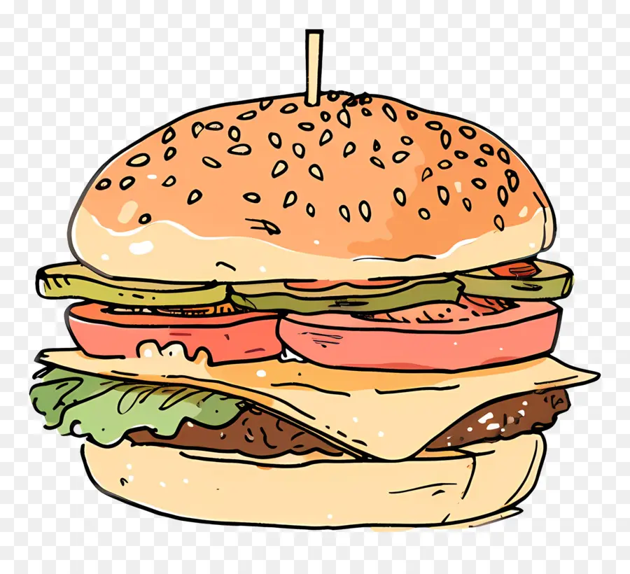 Doodle Burger，Dessin Animé Dessin PNG