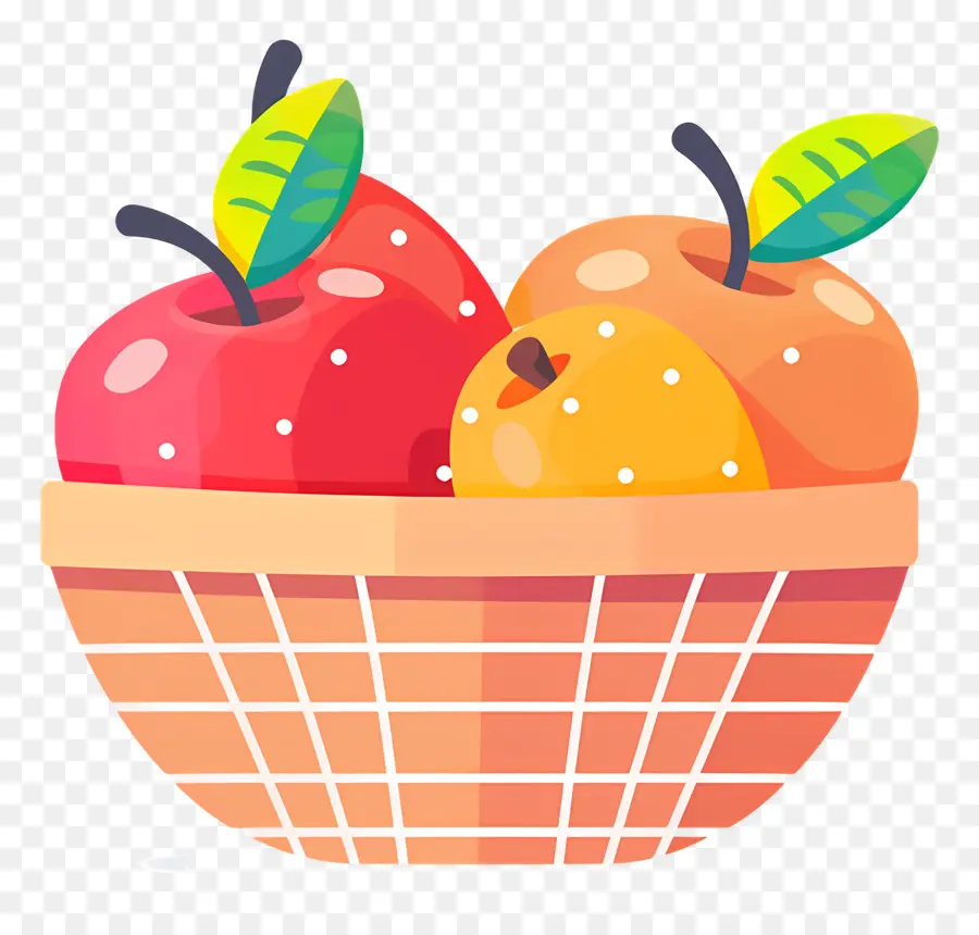 Panier Avec Pommes，Panier De Fruits PNG