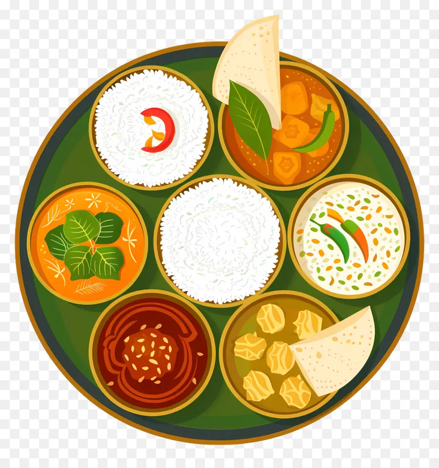 Thali Indien，La Nourriture Indienne PNG