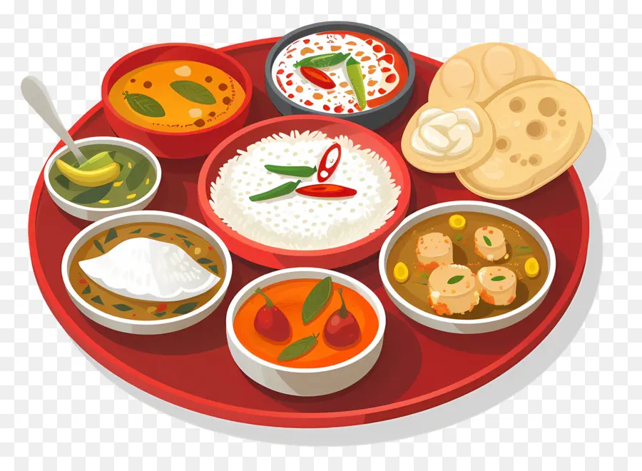 Thali Indien，La Nourriture Indienne PNG