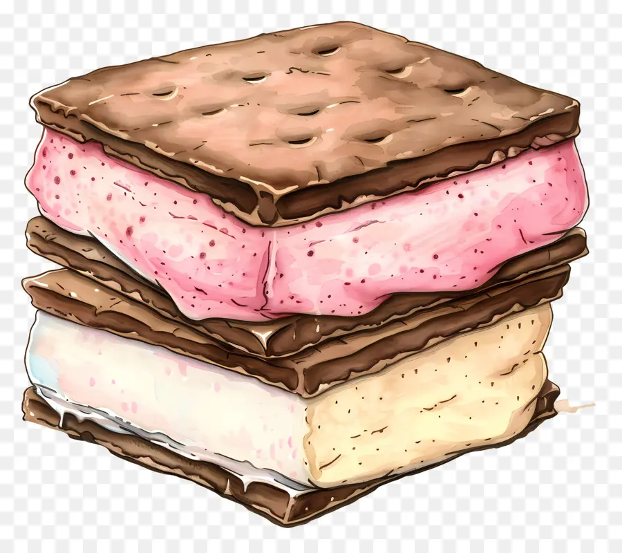 Sandwich à La Crème Glacée，Glaçage Rose PNG