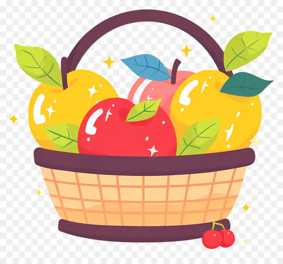 Panier Avec Pommes，Panier De Fruits PNG