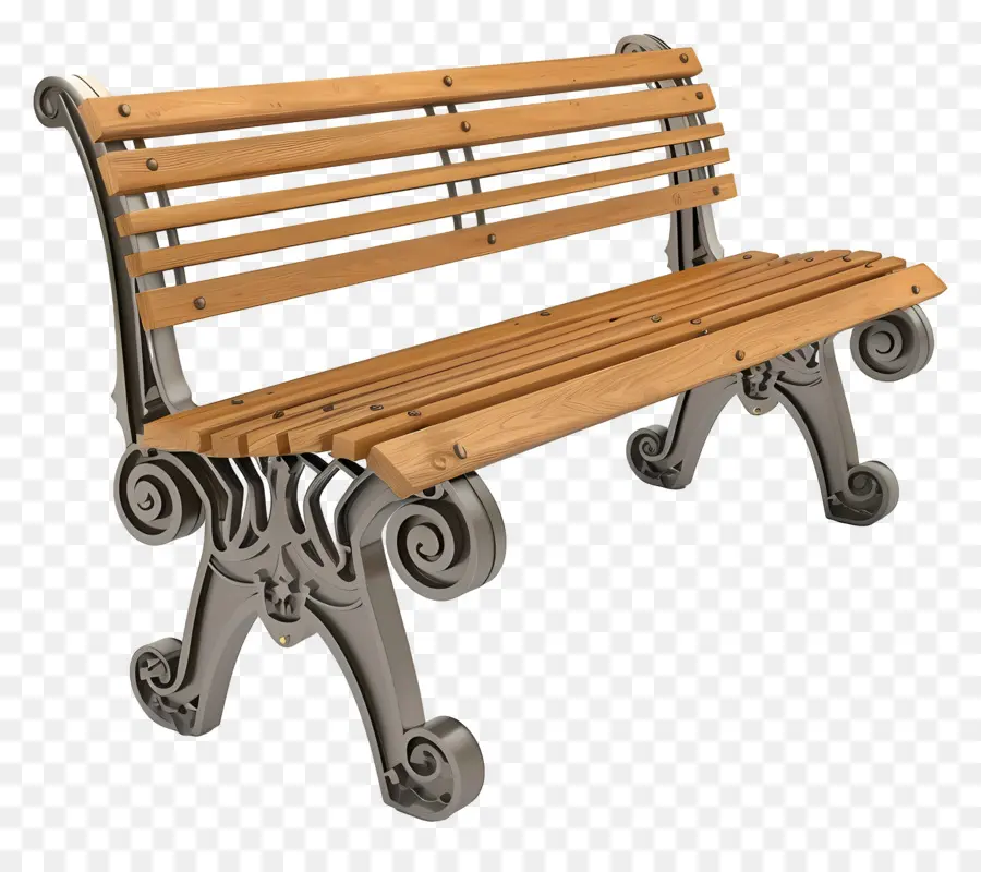 Banc En Bois，Jambes En Fer Forgé PNG