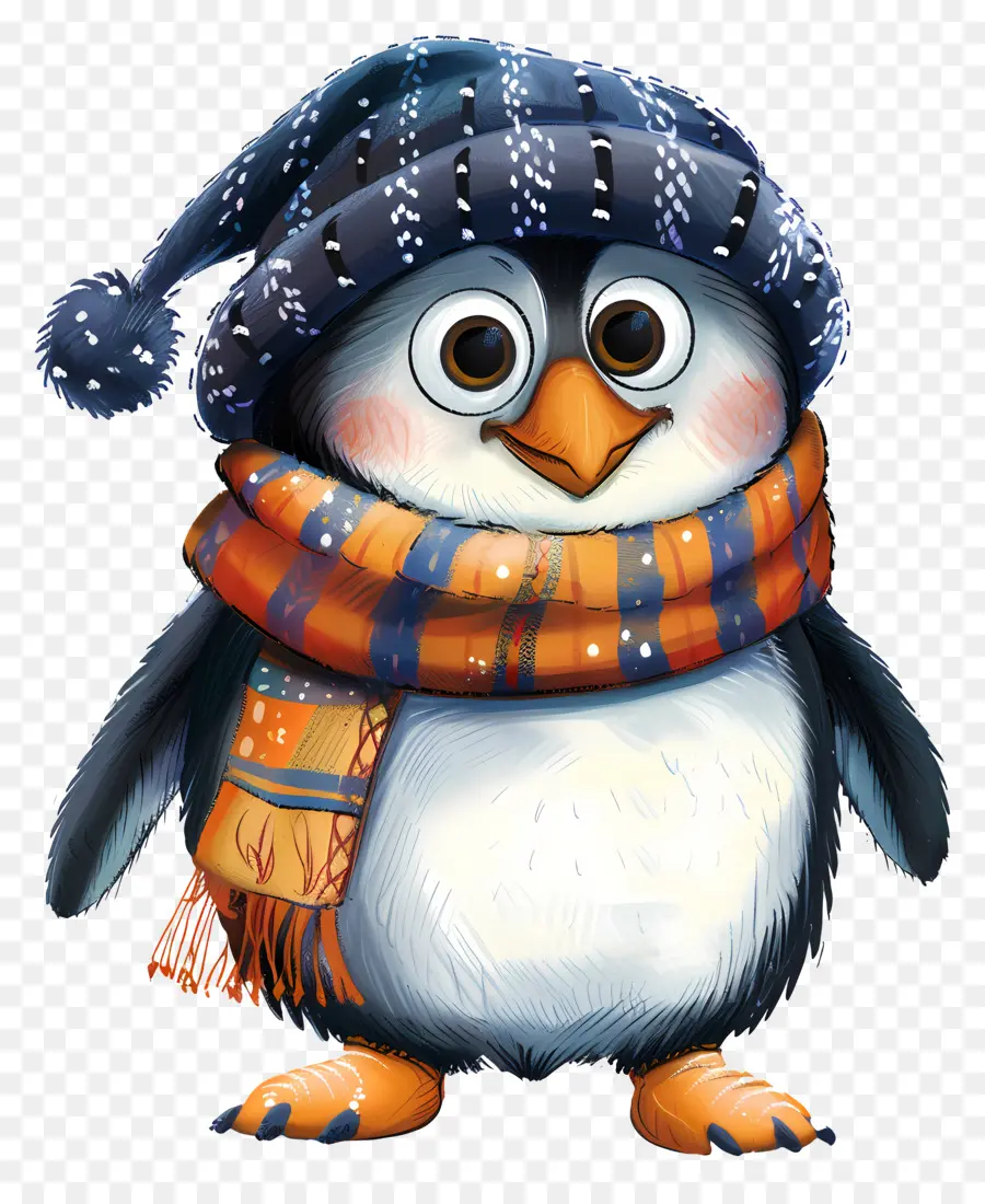 Cartoon Pingouin，Chapeau Tricoté PNG