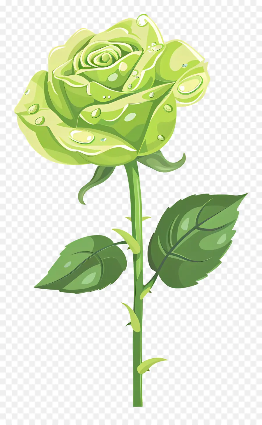 Rose Verte，Des Gouttelettes D'eau PNG