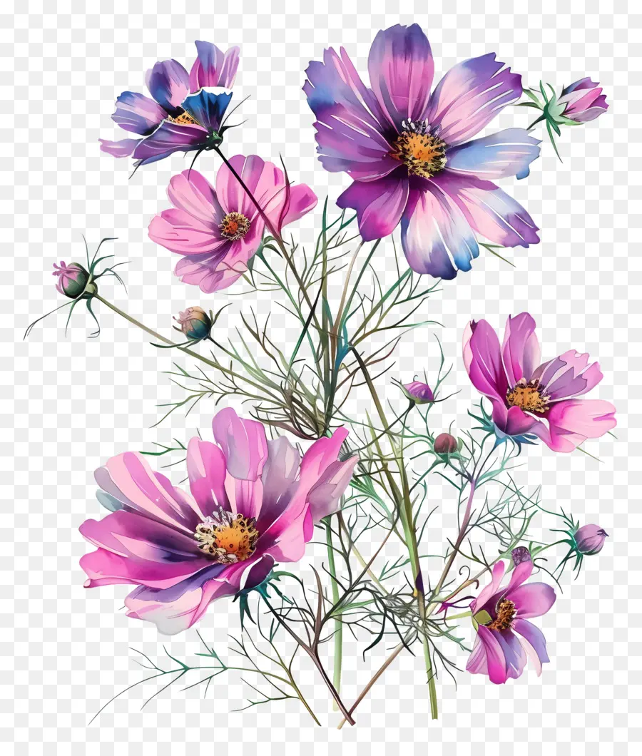 Cosmos Fleur，Fleurs Roses PNG