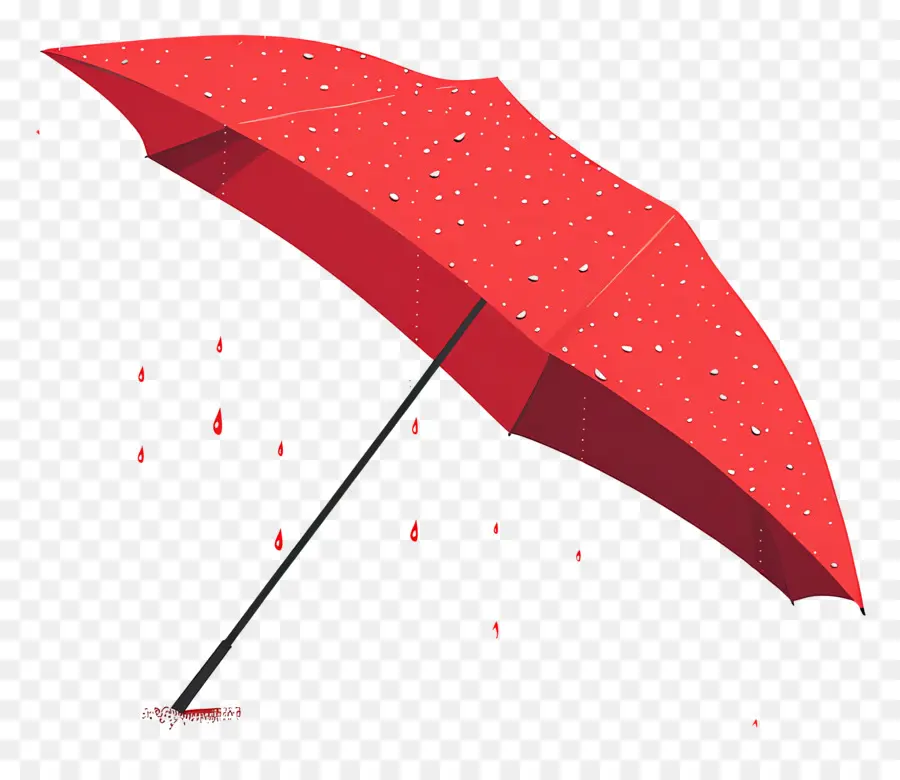 Parapluie Rouge，Les Gouttes De Pluie PNG