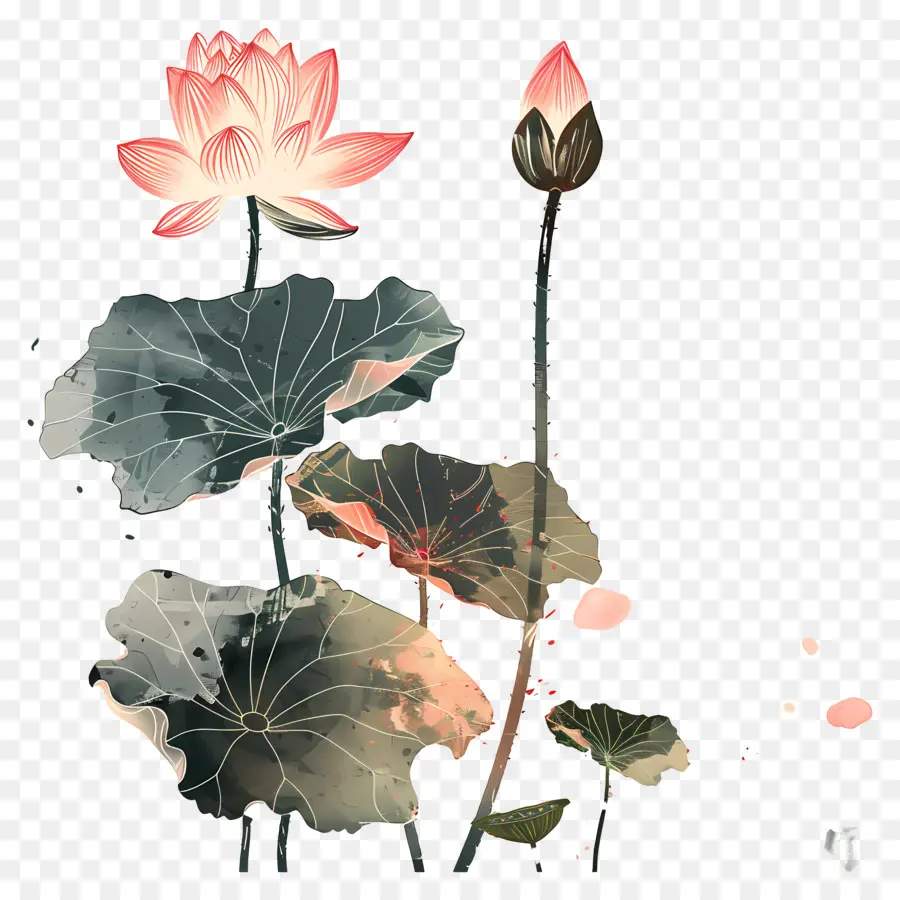 Des Fleurs De Lotus，Des Pétales De Rose PNG