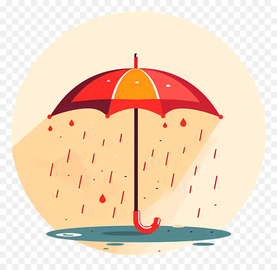 Parapluie Rouge，Les Gouttes De Pluie PNG