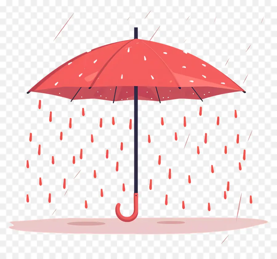 Parapluie Rouge，Les Gouttes De Pluie PNG