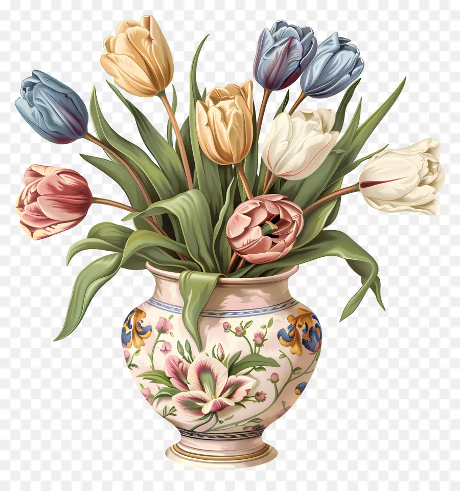 Vase De Tulipes，Les Tulipes PNG