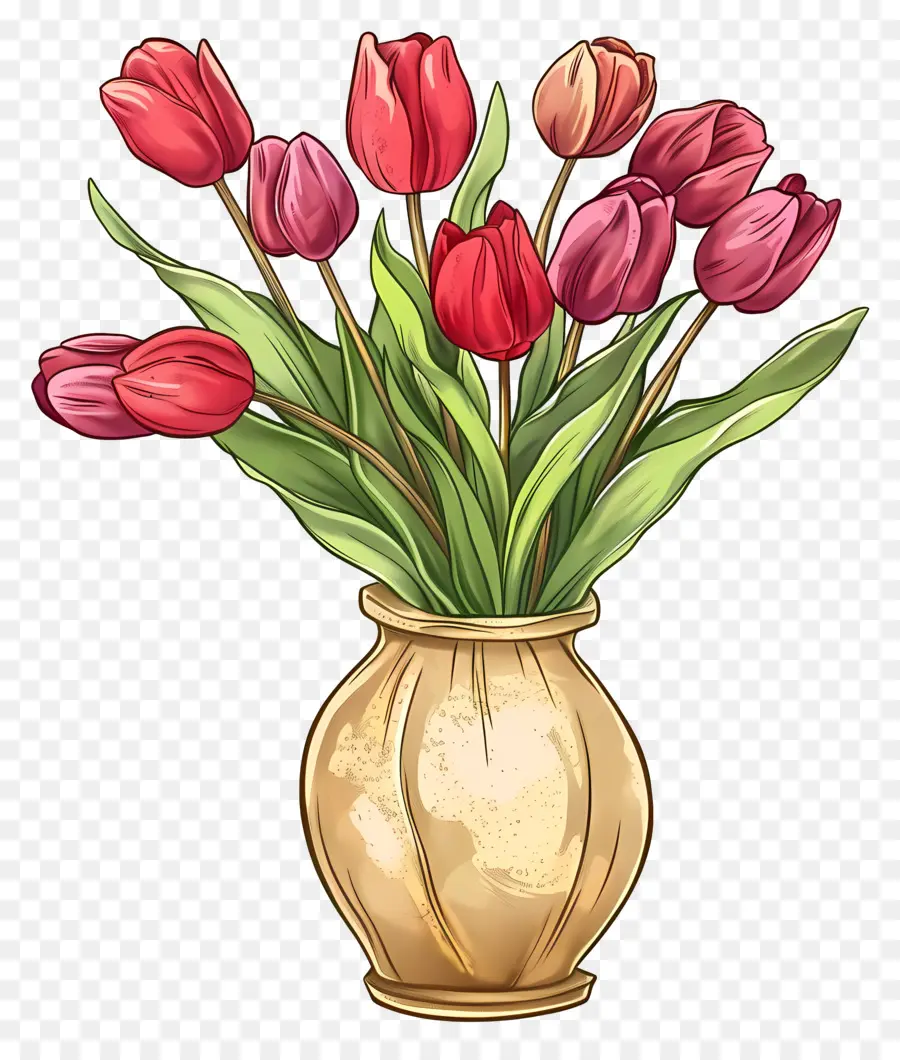 Vase De Tulipes，Rouge Tulipes PNG