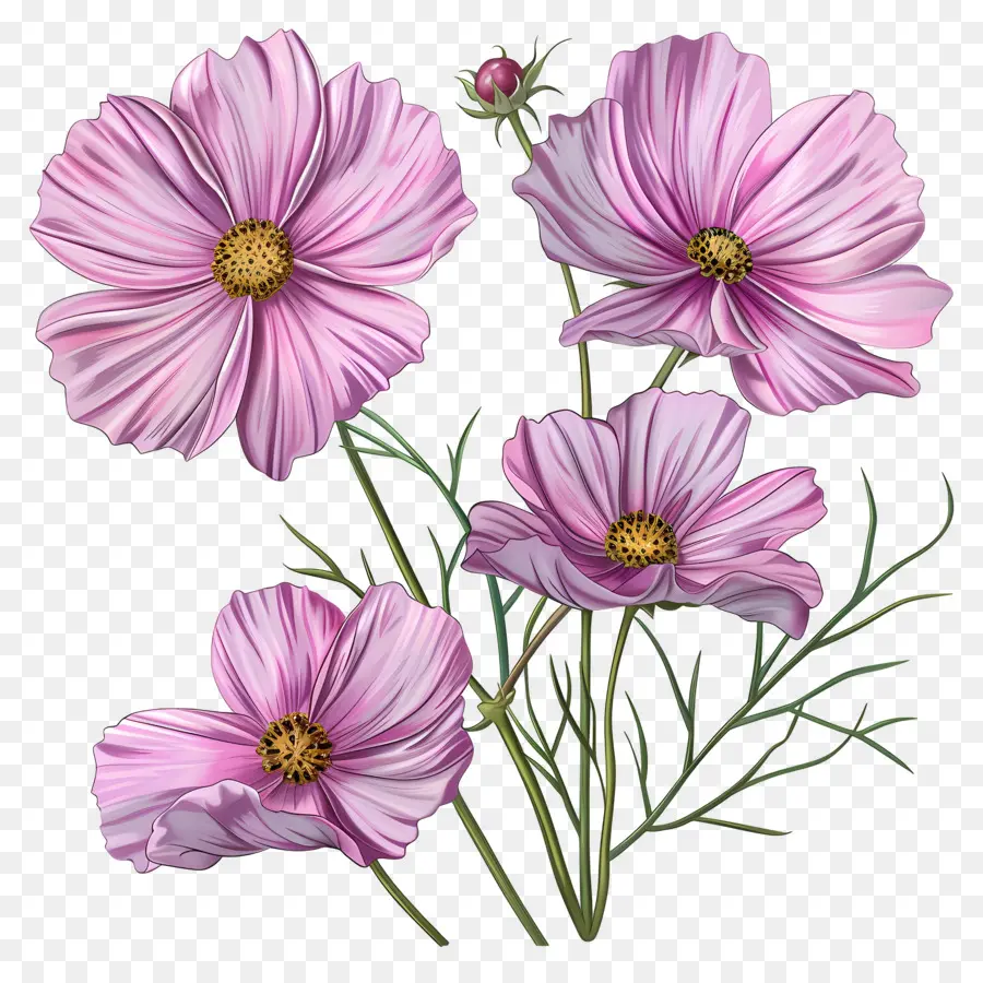 Cosmos Fleur，Fleurs Roses PNG