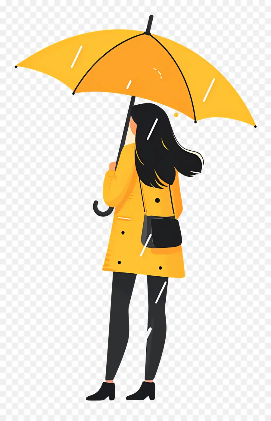 Femelle Tenant Parapluie，La Pluie PNG