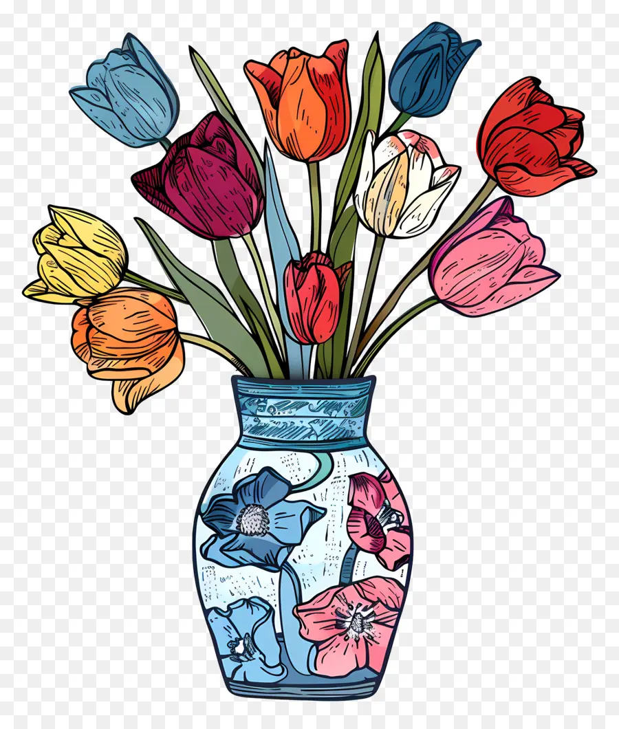 Vase De Tulipes，Les Tulipes PNG