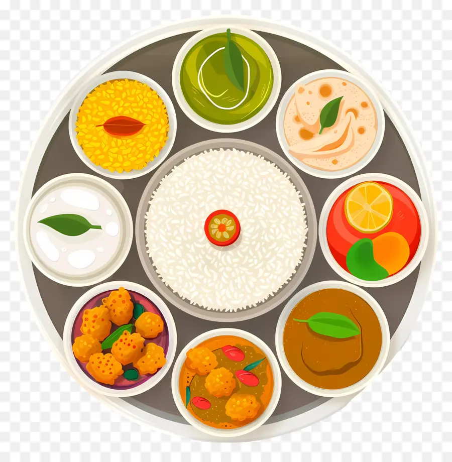 Thali Indien，La Nourriture Indienne PNG