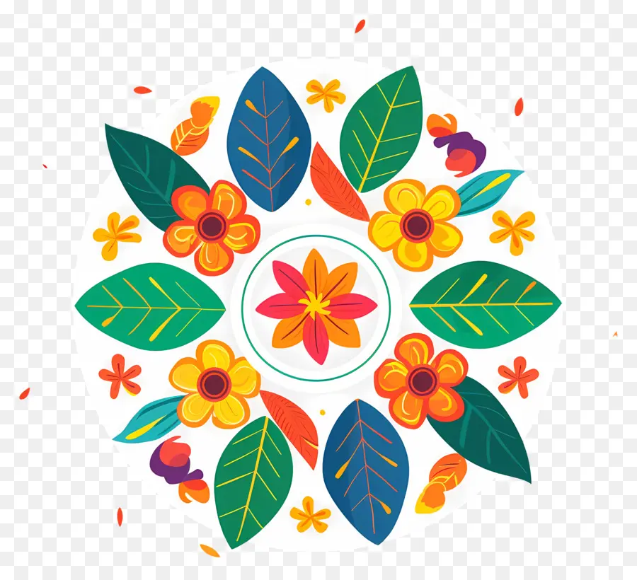 Onam Pookalam，Motif Floral PNG