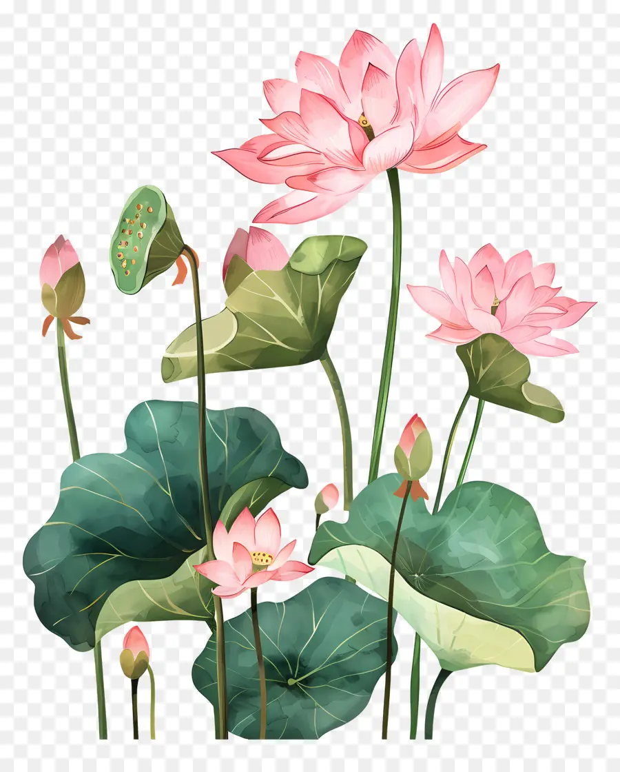 Des Fleurs De Lotus，Fleur De Lotus Rose PNG