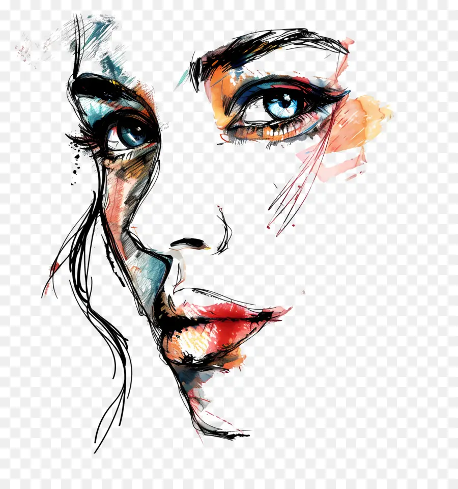 Femme Visage，La Peinture Abstraite PNG