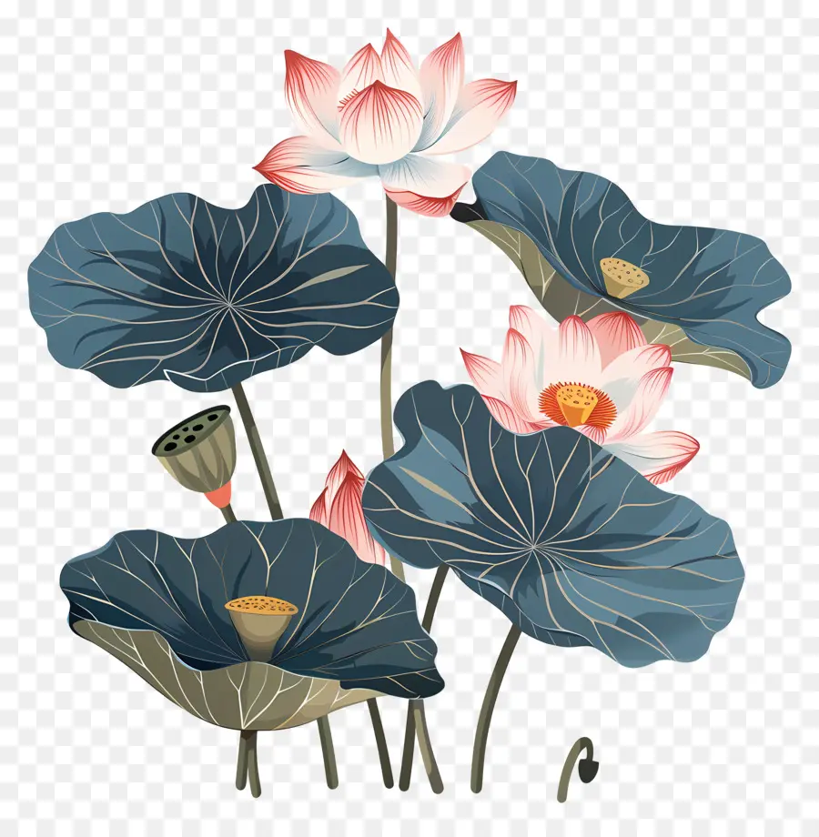 Des Fleurs De Lotus，Lotus Bleu PNG