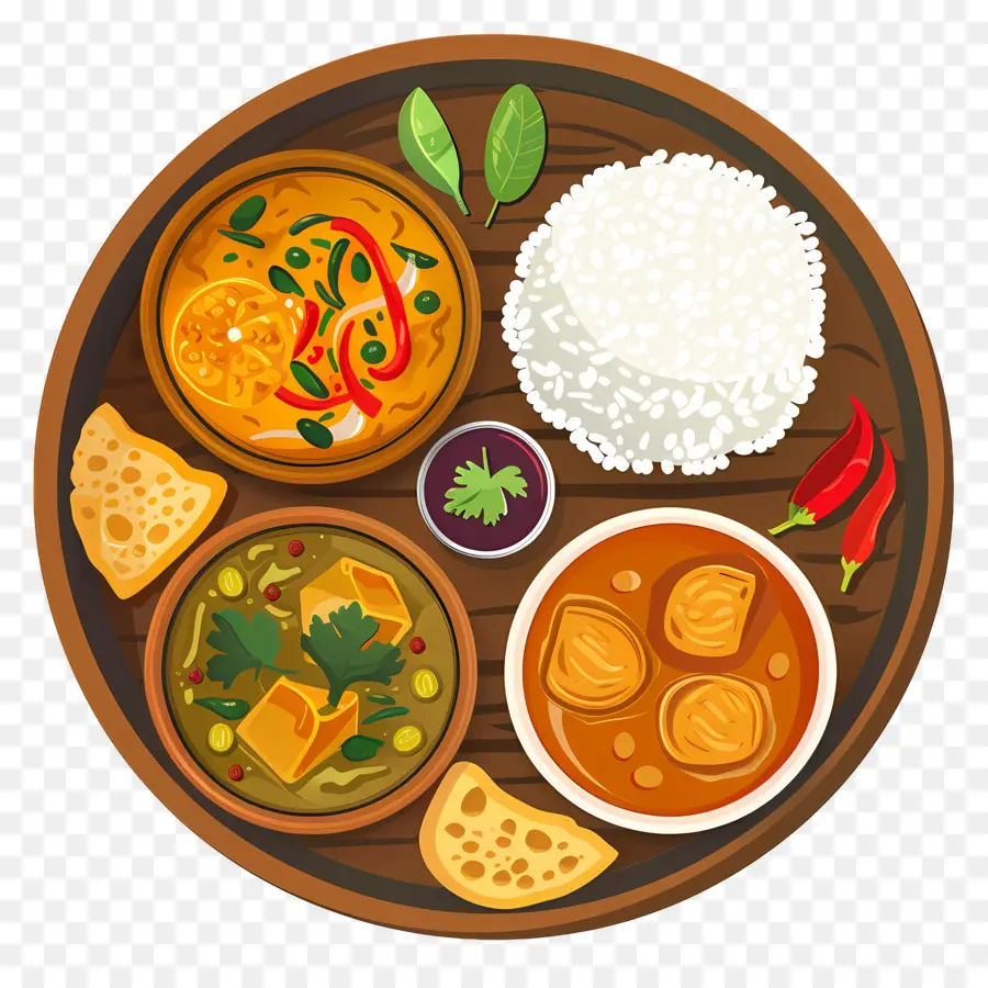 Thali Indien，La Nourriture Indienne PNG