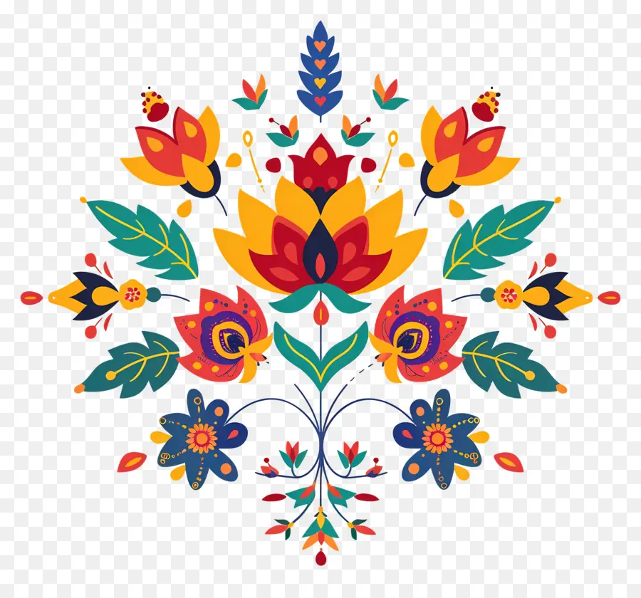 Rangoli Floral，Motif Coloré PNG