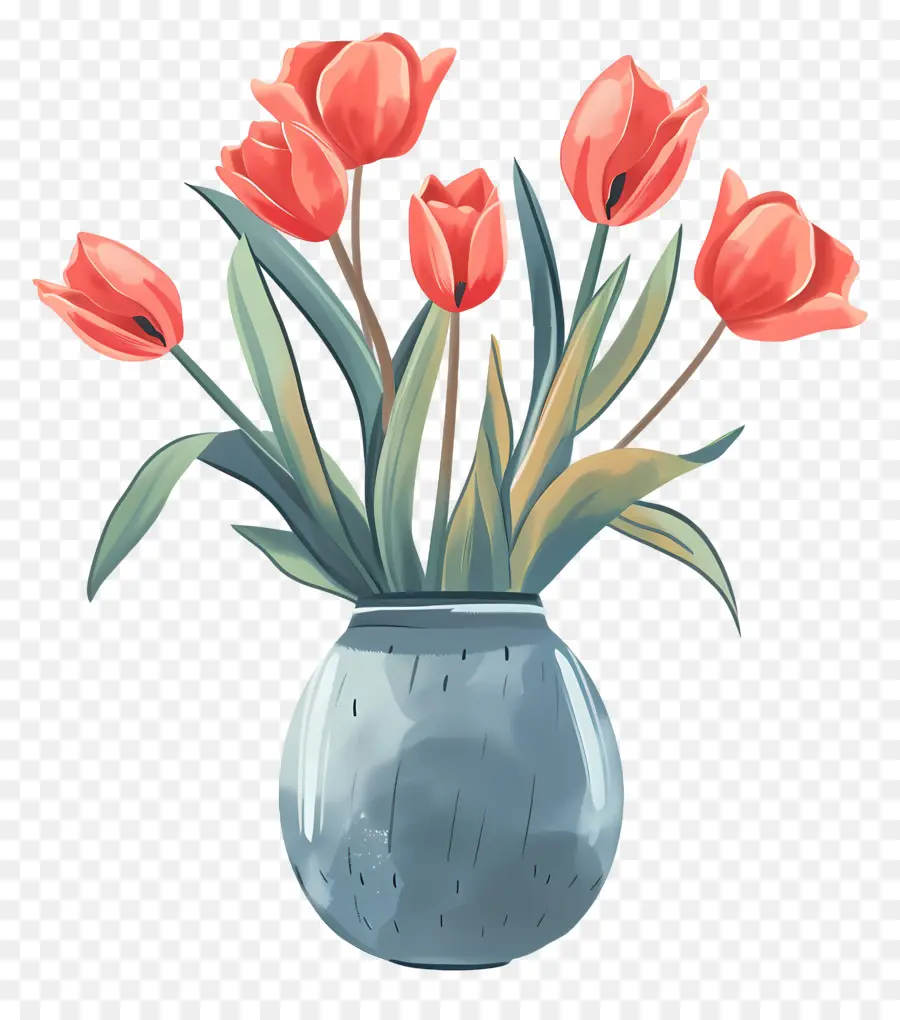 Vase De Tulipes，Tulipes Roses PNG