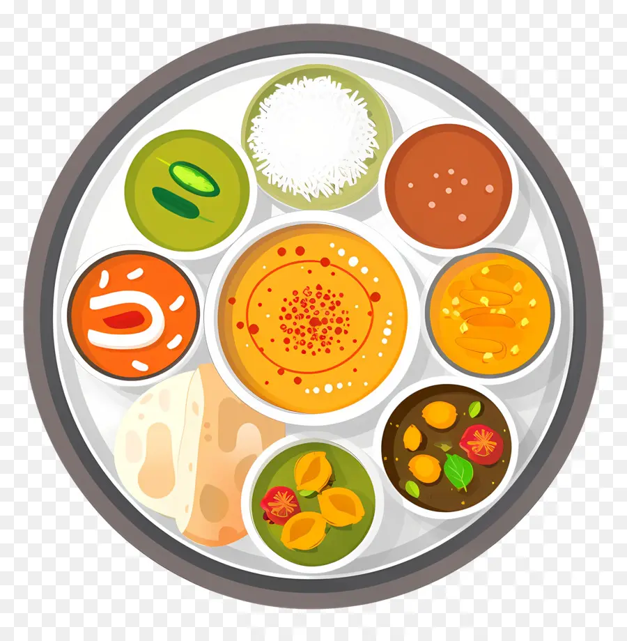 Thali Indien，La Nourriture Indienne PNG