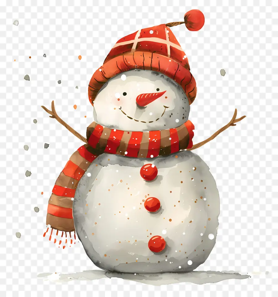 Bonhomme De Neige，Écharpe Rouge Et Blanc PNG