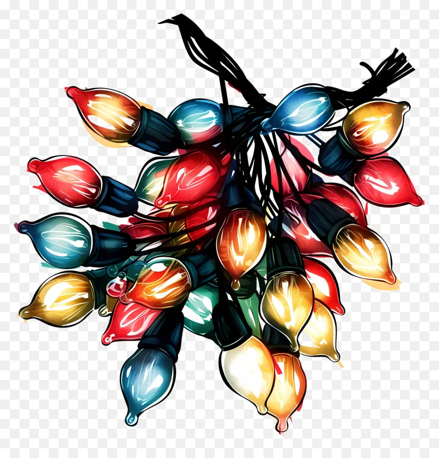 Les Lumières De Noël，Ampoules Multicolores PNG