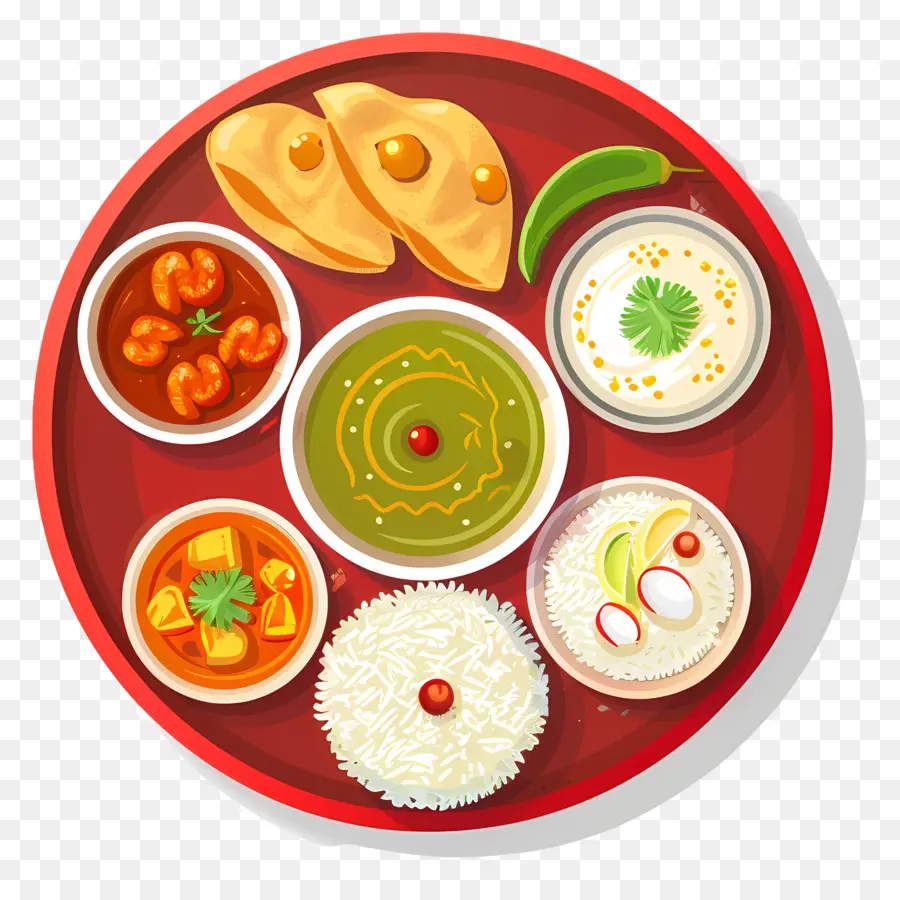 Thali Indien，La Nourriture Indienne PNG