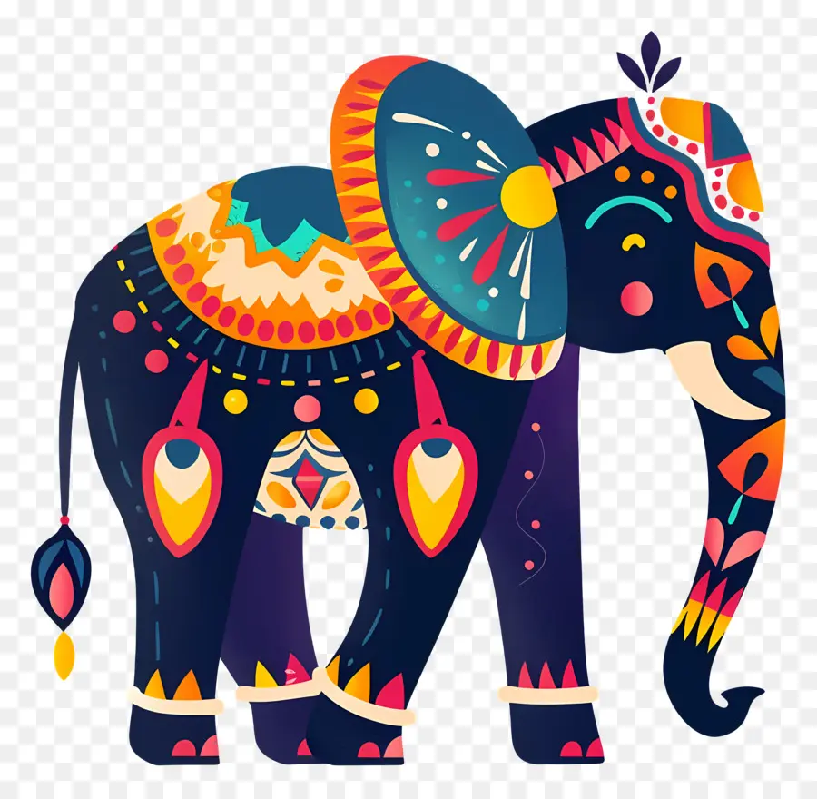 éléphant Décoré，éléphant De Dessin Animé PNG