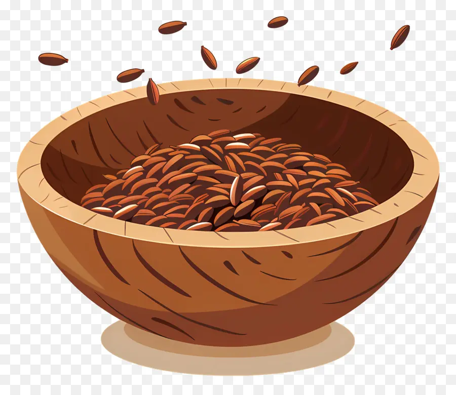 Graines De Cumin，Bol En Bois PNG