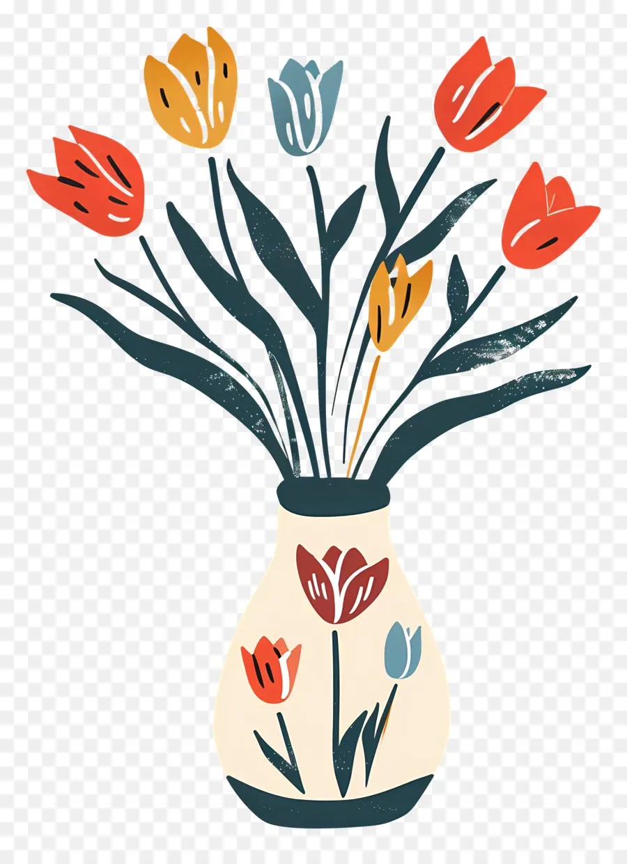 Vase De Tulipes，Peinture PNG