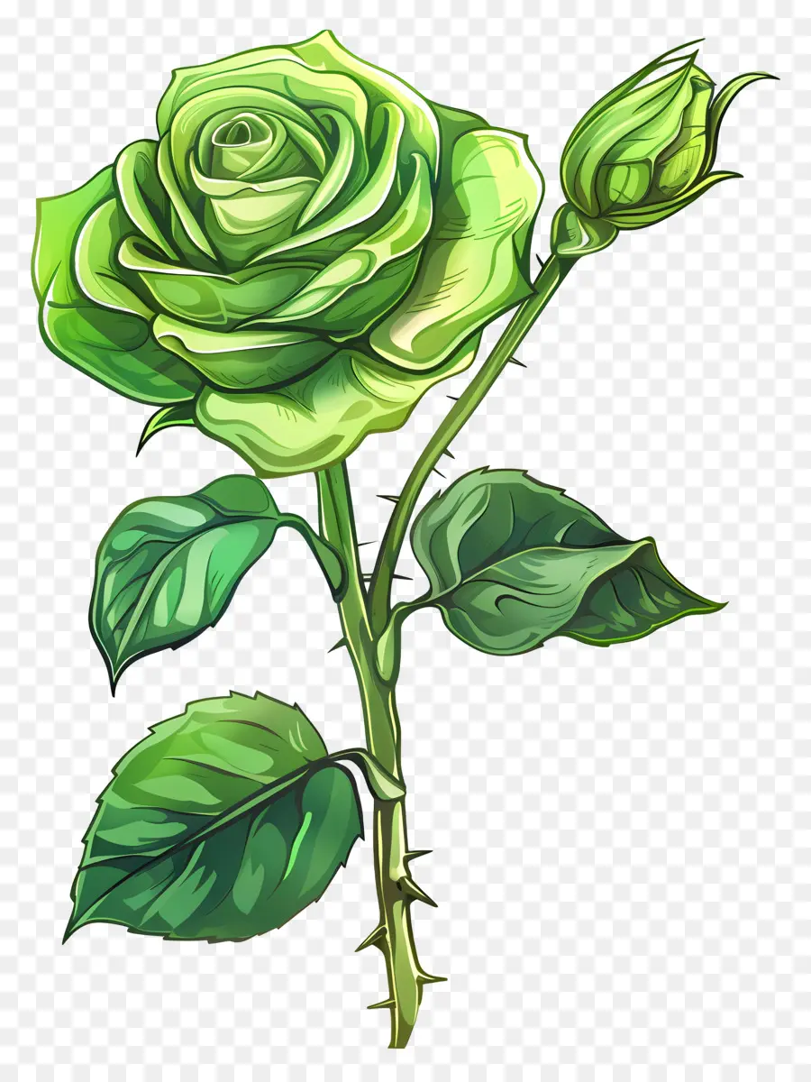 Rose Verte，Des Pétales De Fleurs PNG